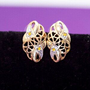 Vintage Abstract Oval Intricate Victorian Stud Earrings - V25